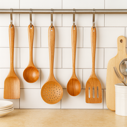 5-Piece Teak Wood Kitchen Utensil Set