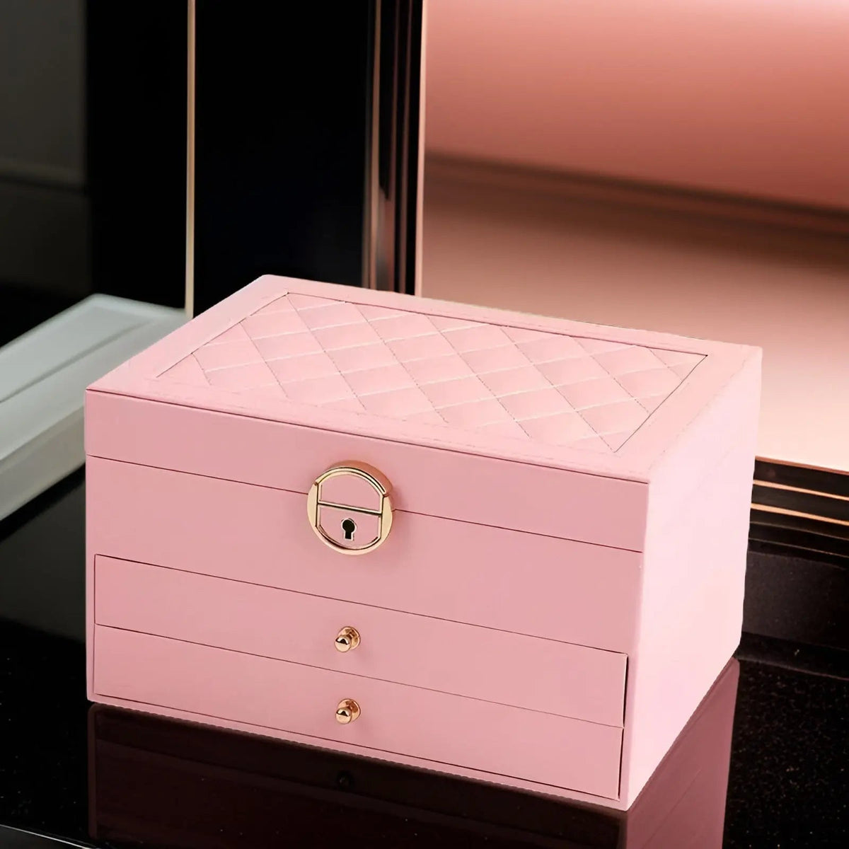 Multi-layer faux leather jewellery box