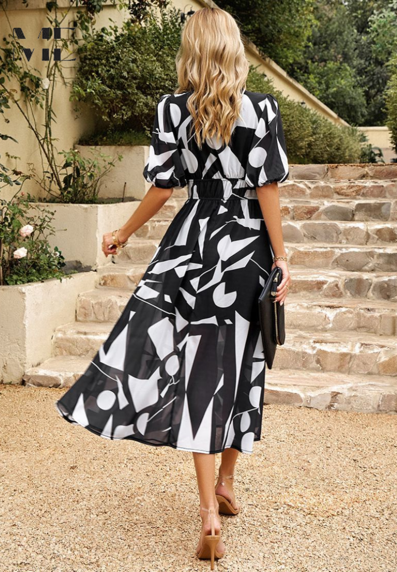 Women's floral short-sleeve maxi dress