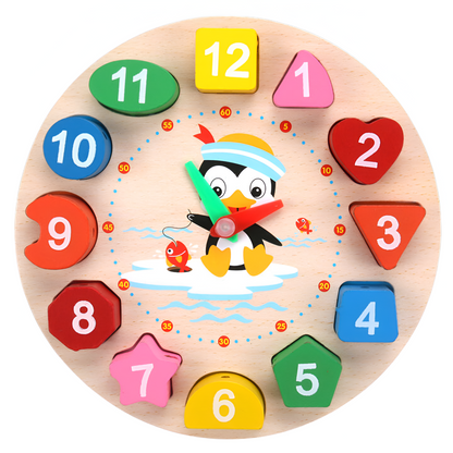 Wooden learning clock toy for kids