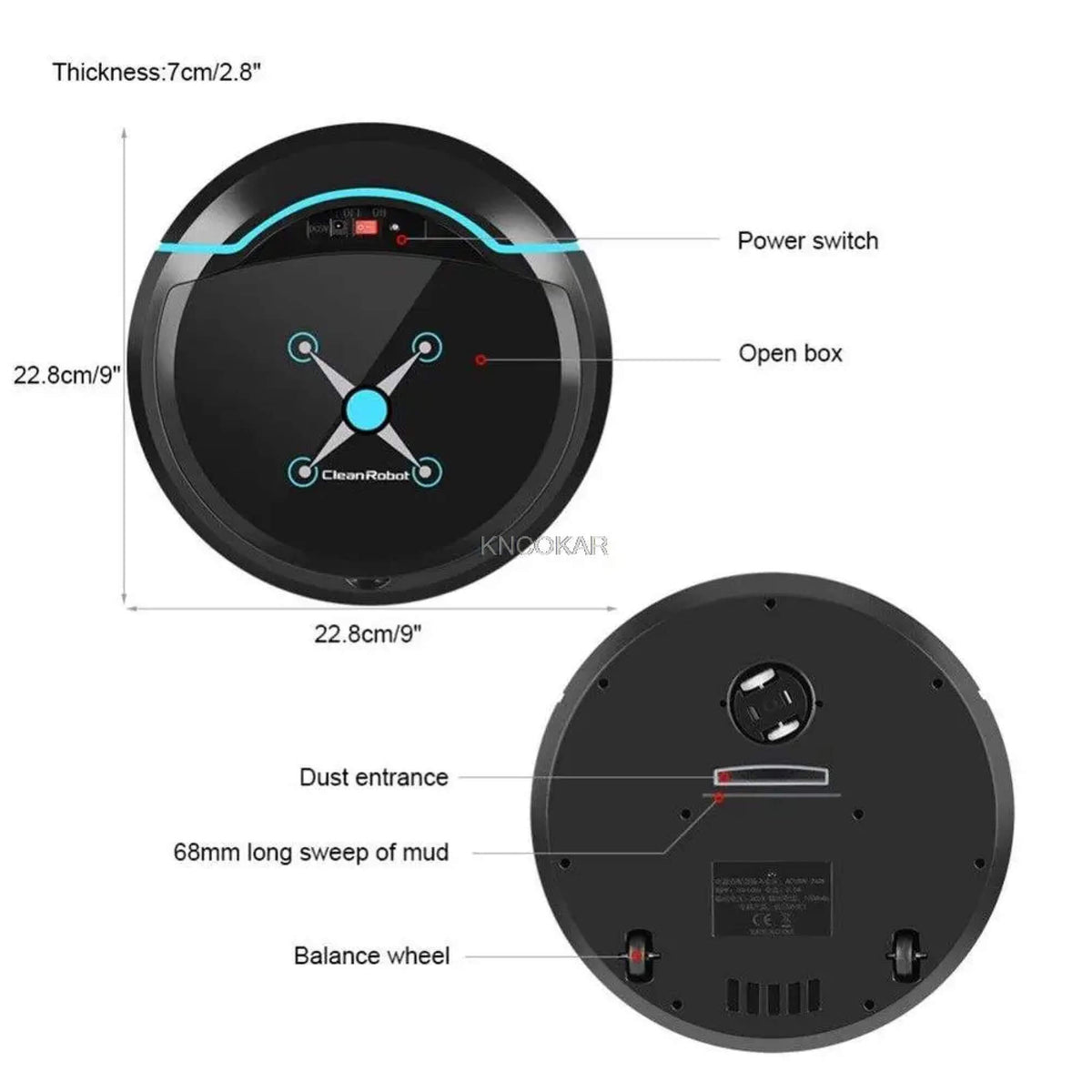 Slim automatic robot vacuum cleaner