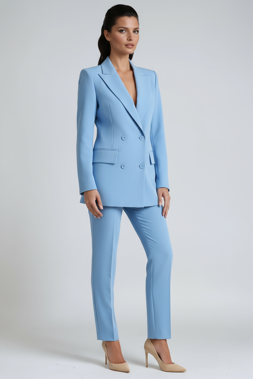 Women's double-breasted two-piece blazer suit in a tailored fit