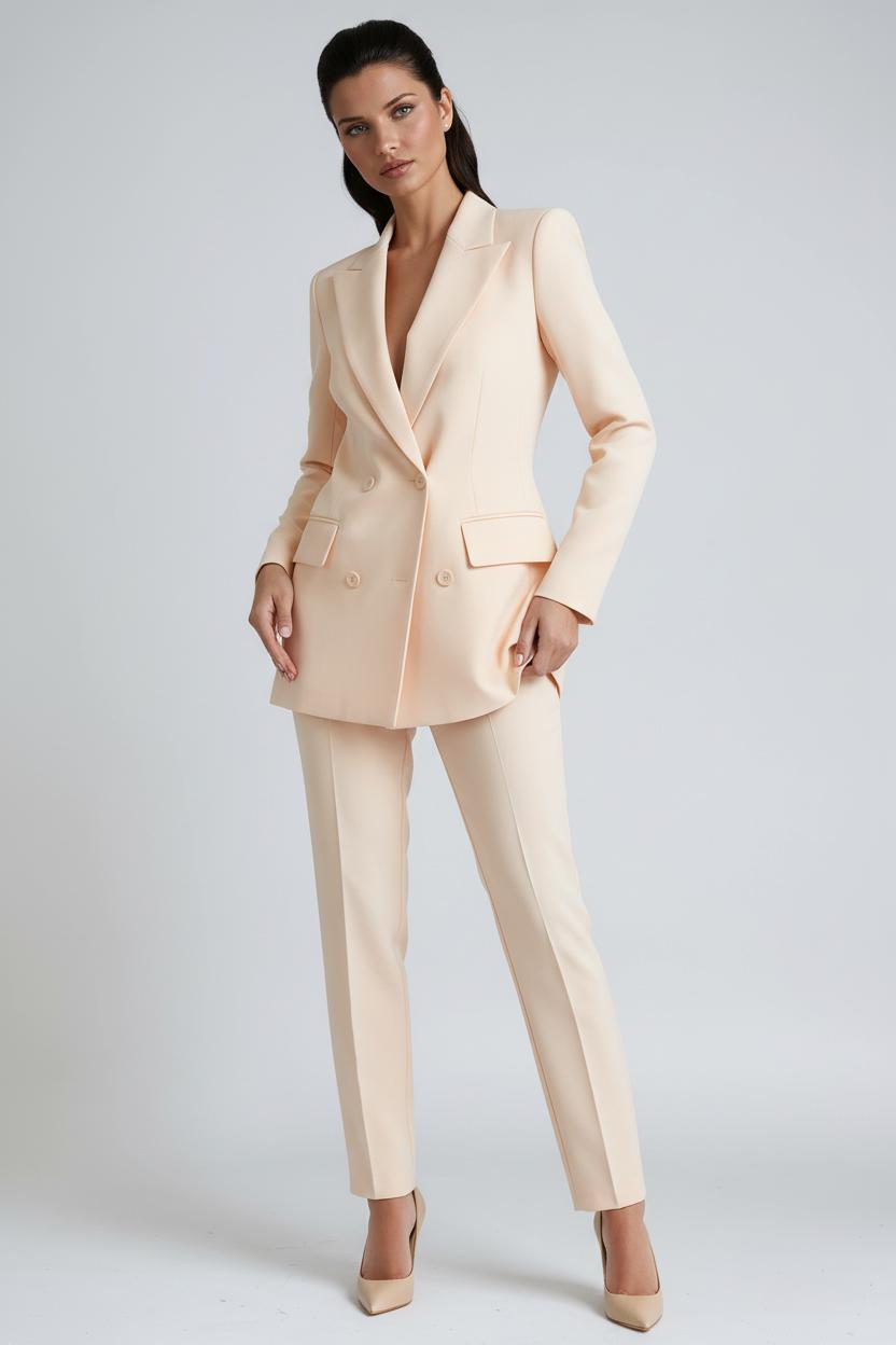 Women's double-breasted two-piece blazer suit in a tailored fit