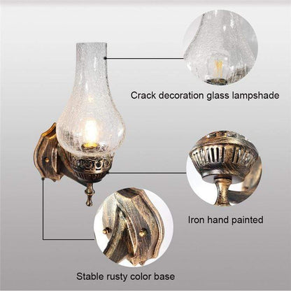 Oil-Lamp Wall Sconce – Vintage Glass Chimney Wall Light