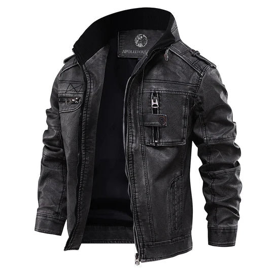 Men's classic faux leather casual jacket