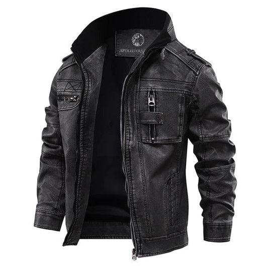Men's classic faux leather casual jacket