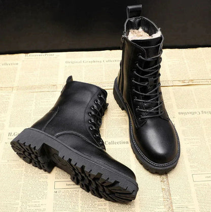 Women's warm black winter boots