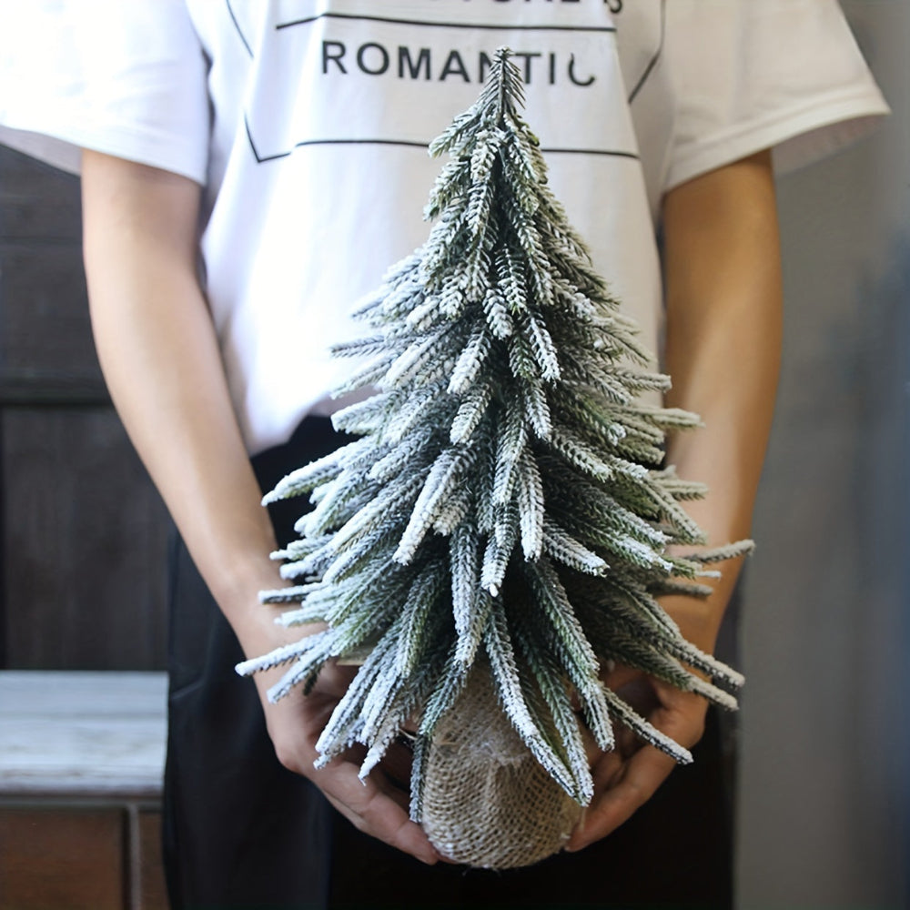 Snowy mini tabletop Christmas tree 18cm