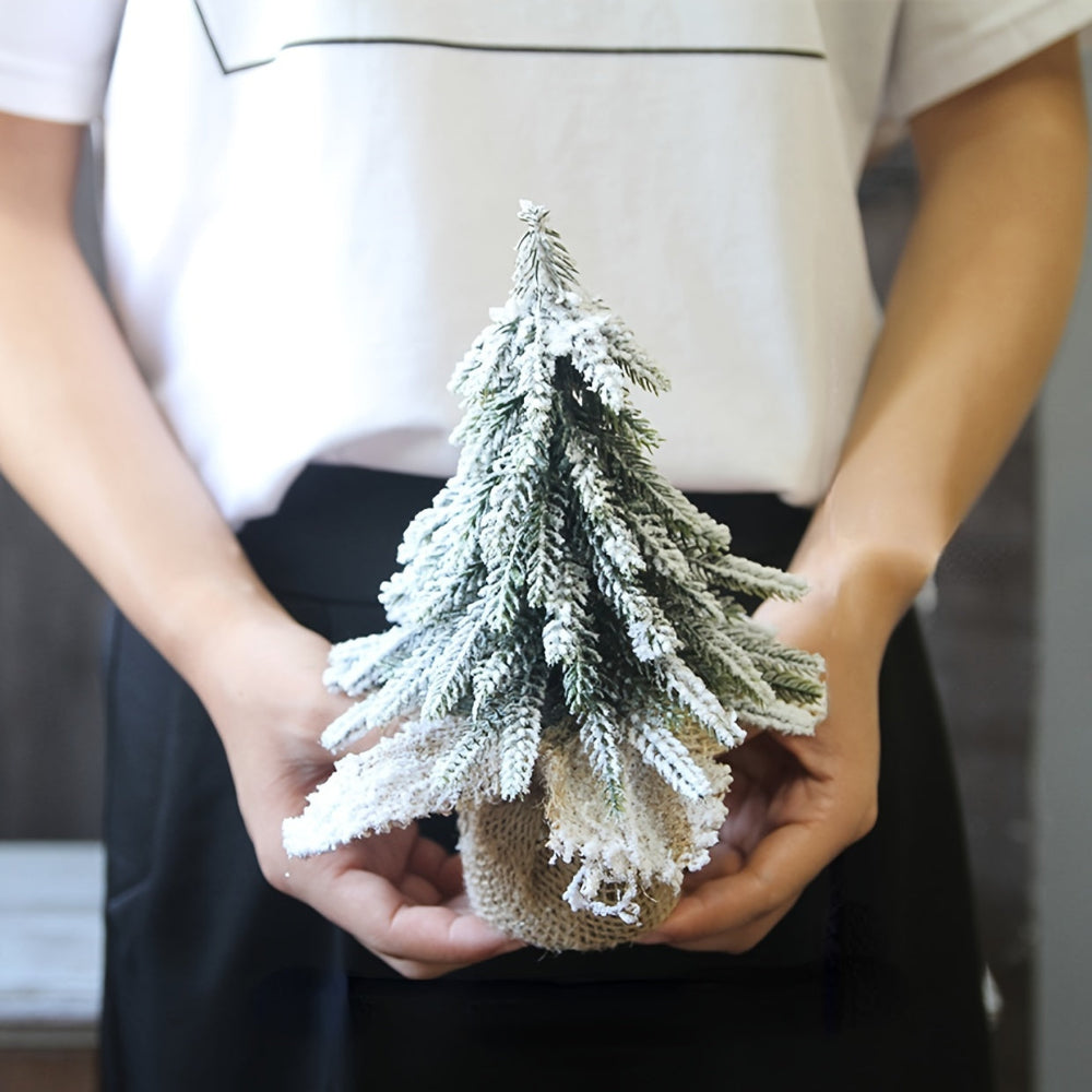 Snowy mini tabletop Christmas tree 18cm