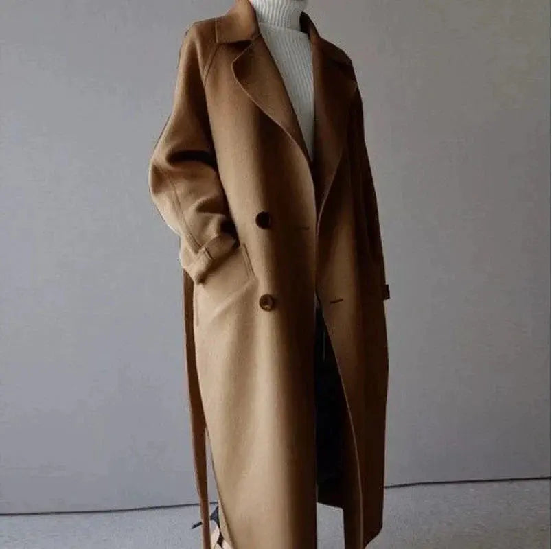 Women's beige wool overcoat