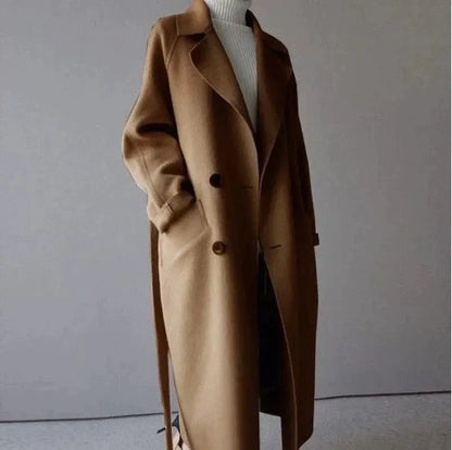 Women's beige wool overcoat