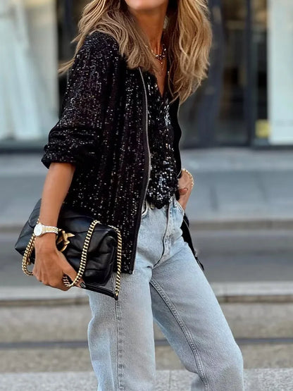 Women's short sequin jacket - detail