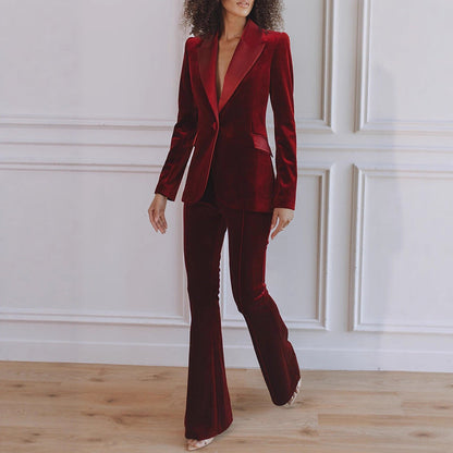 Women's Blazer & Trouser Co-Ord – Flared Two-Piece Workwear Set