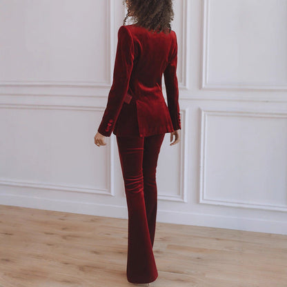 Women's Blazer & Trouser Co-Ord – Flared Two-Piece Workwear Set