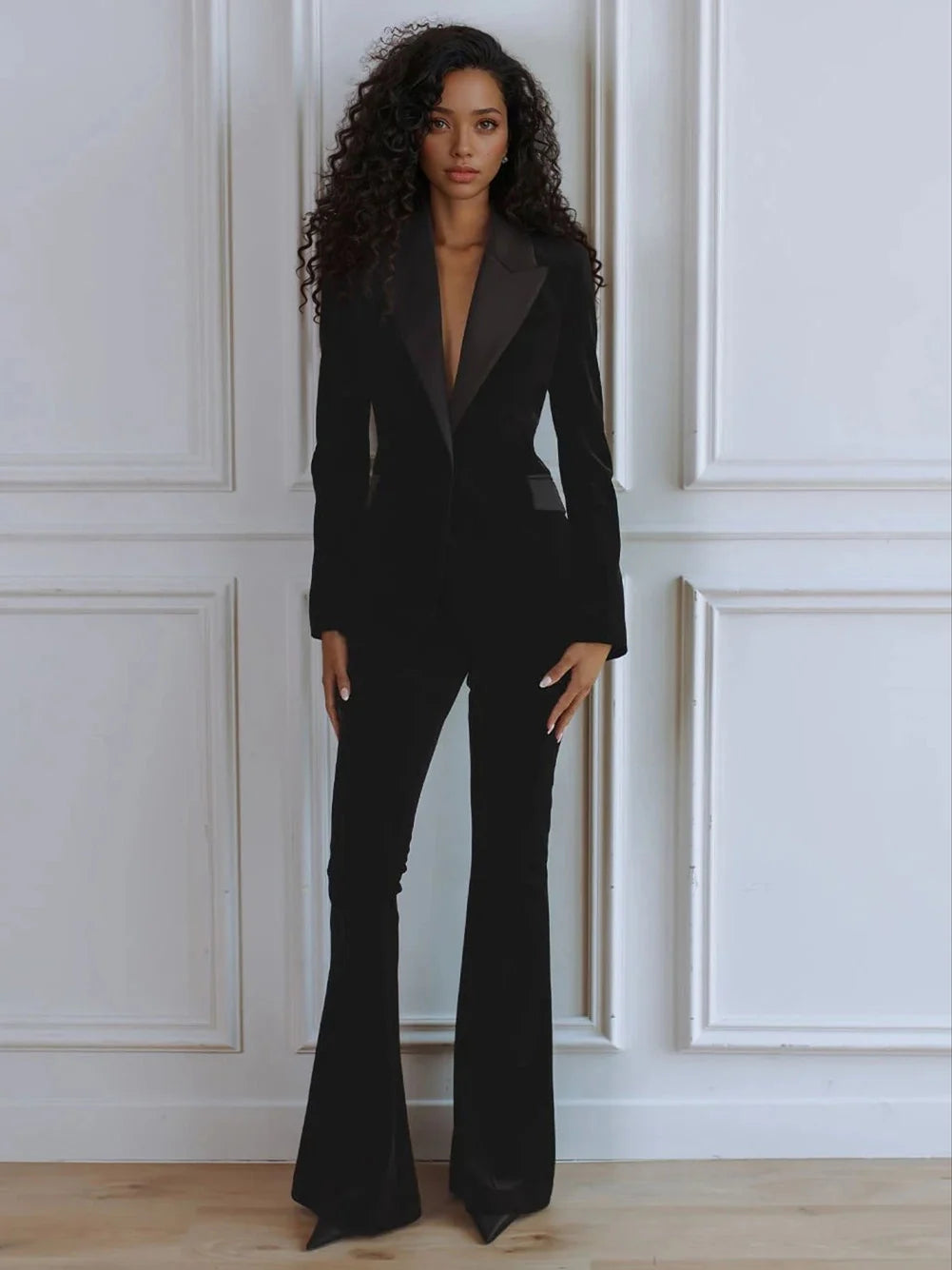 Women's Blazer & Trouser Co-Ord – Flared Two-Piece Workwear Set