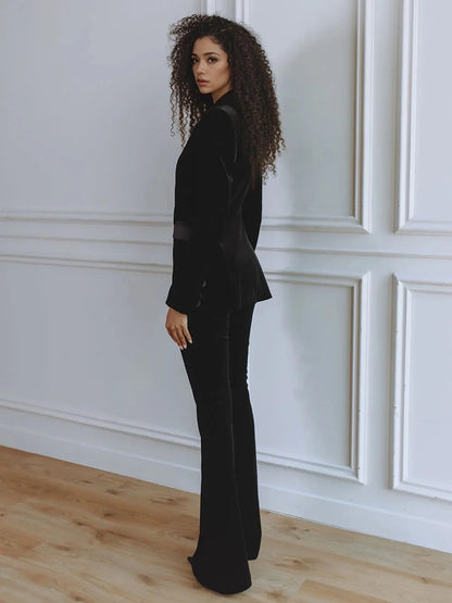 Women's Blazer & Trouser Co-Ord – Flared Two-Piece Workwear Set