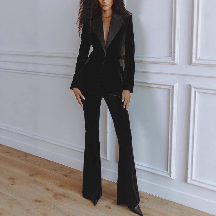 Women's Blazer & Trouser Co-Ord – Flared Two-Piece Workwear Set
