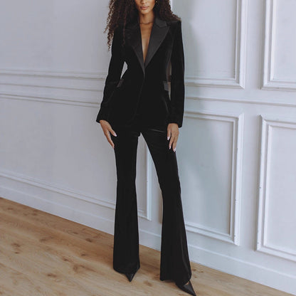 Women's Blazer & Trouser Co-Ord – Flared Two-Piece Workwear Set