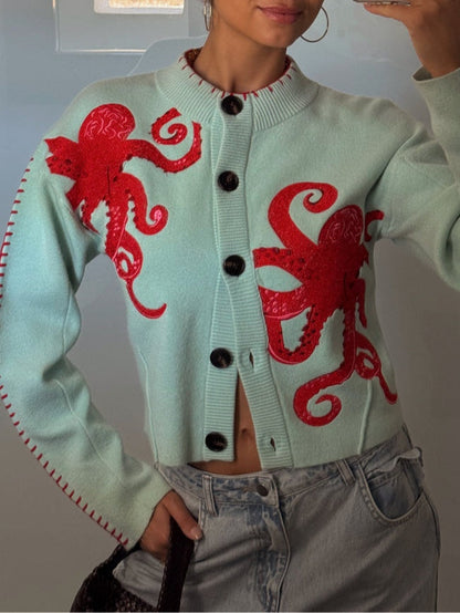 Women's octopus print cardigan - sleeve