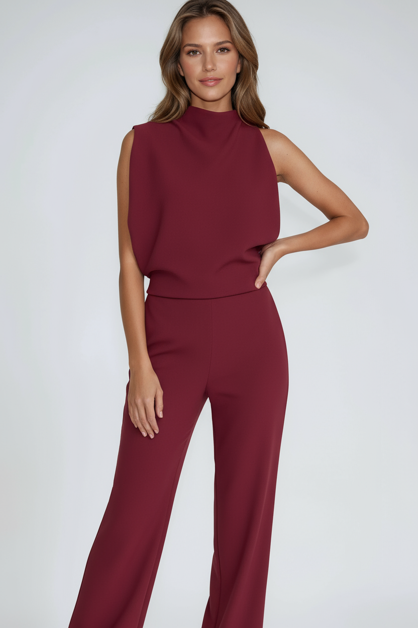 Women's asymmetric one-shoulder wide-leg jumpsuit