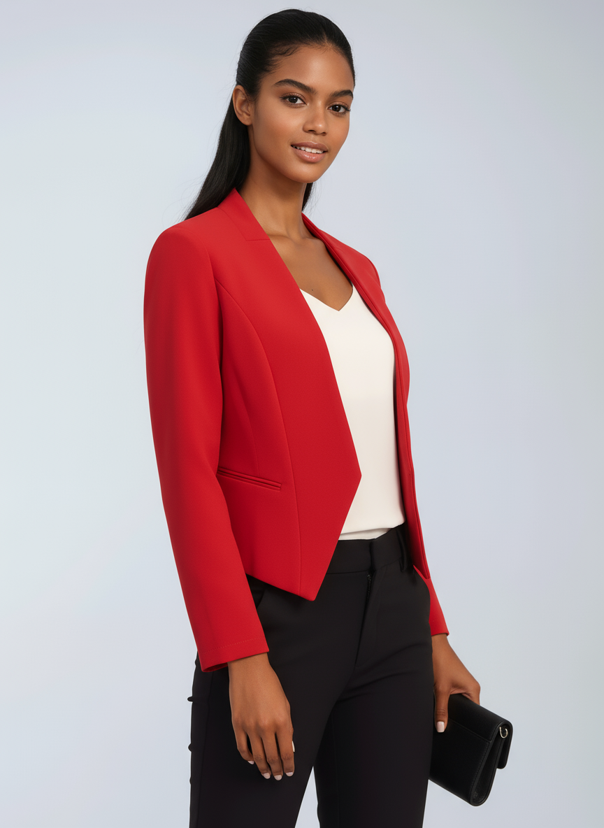 Women's cropped open-front blazer jacket in a tailored fit