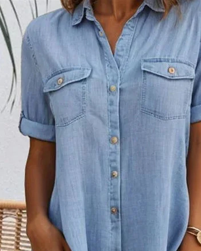 Women's casual denim-look shirt dress