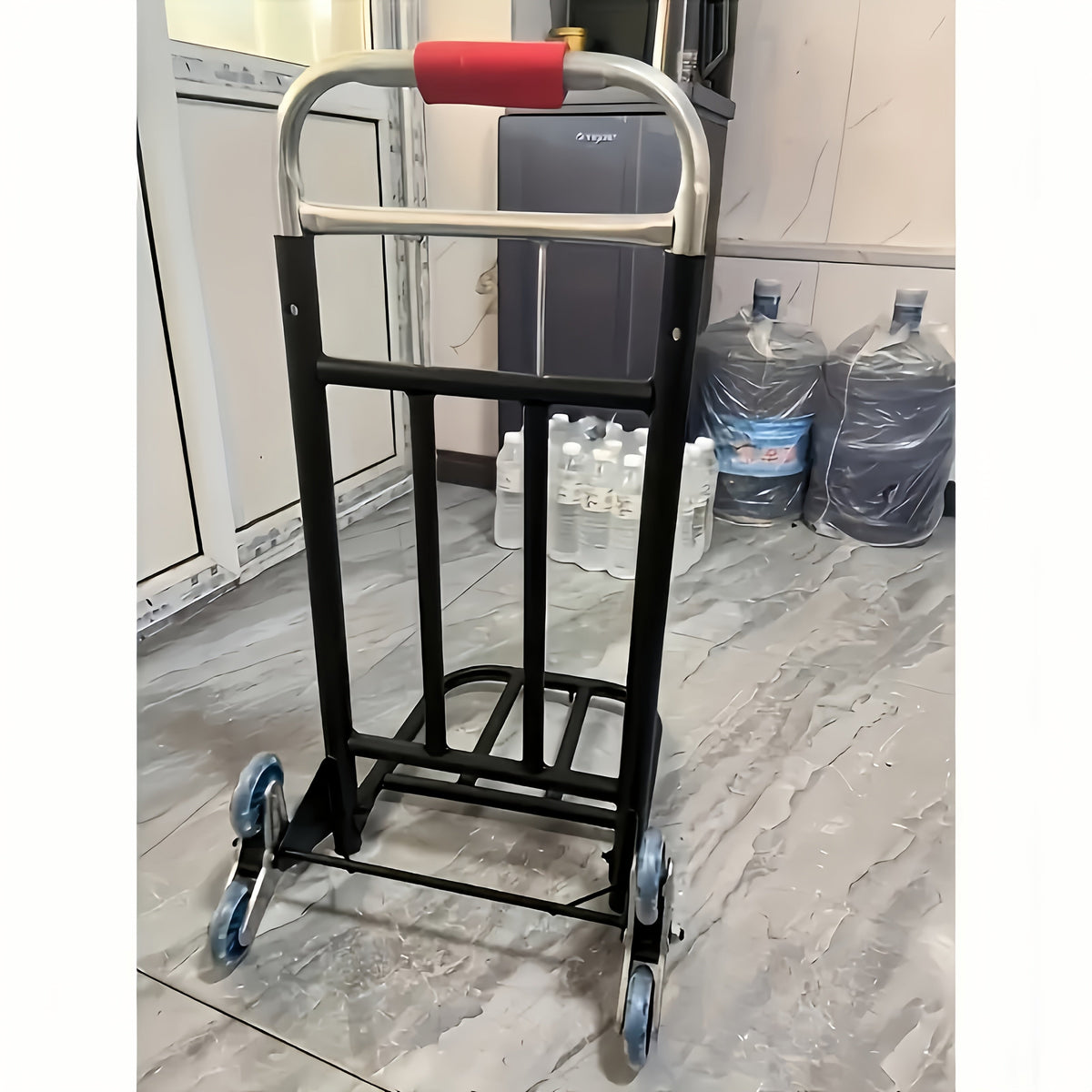 Foldable 3-wheel stair-climbing hand truck trolley