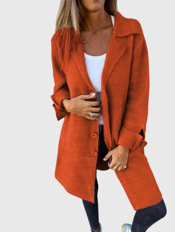 Women's Button Blazer – Tailored Elegant Wool-Blend Blazer