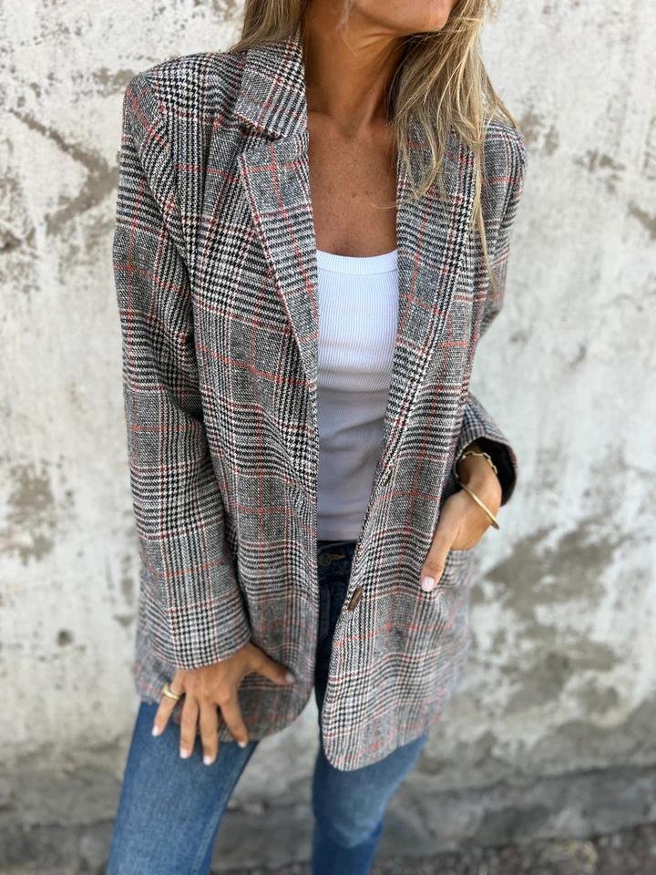 Women's elegant check blazer colour option