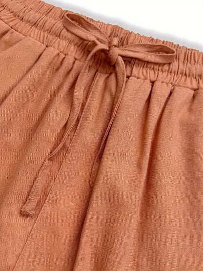 Women's relaxed drawstring wide-leg trousers