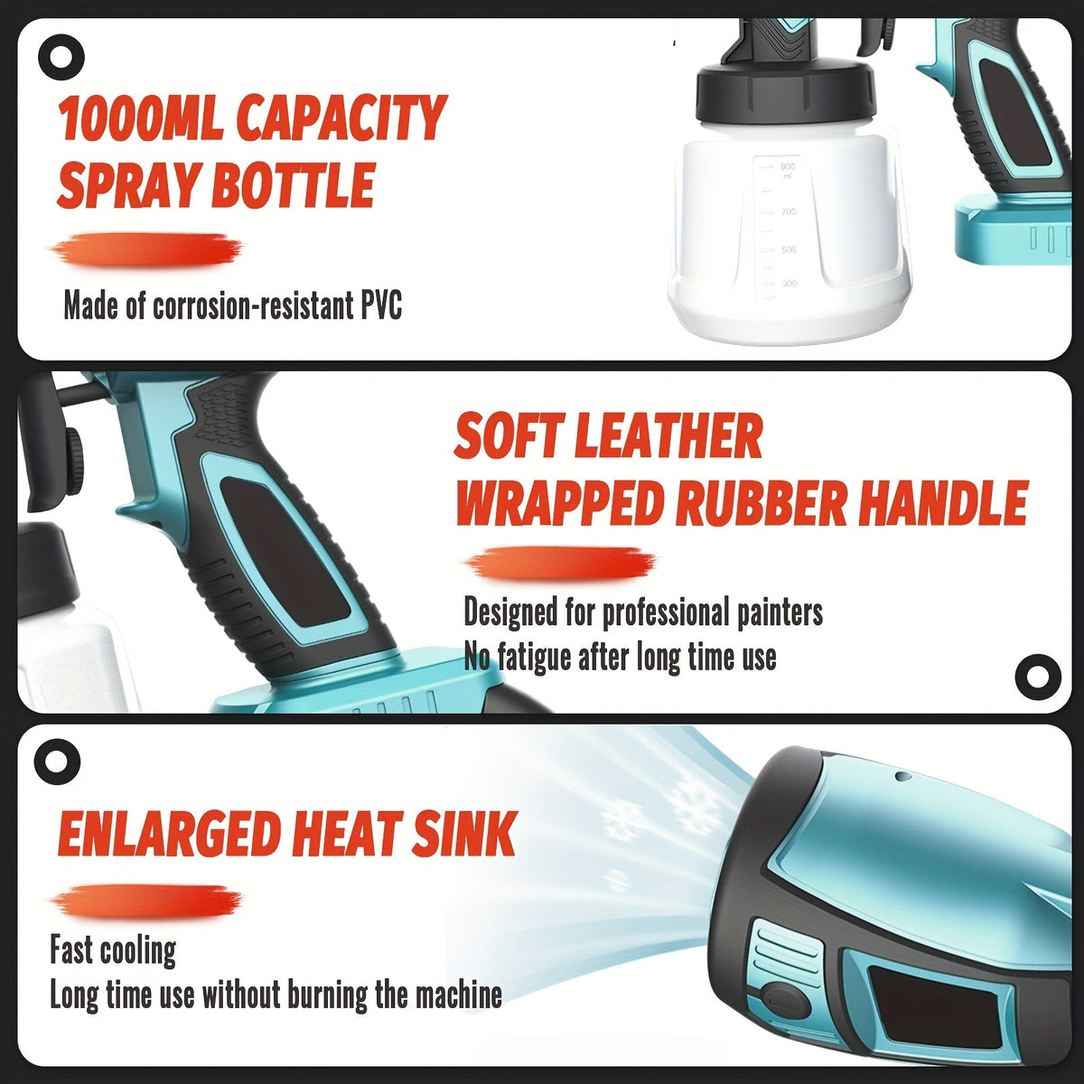 Cordless Paint Sprayer – 2 Batteries, 1000ml Detachable Tank