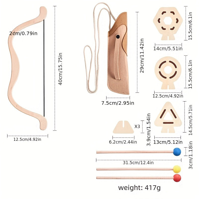 Junior wooden bow and arrow archery set with soft tips