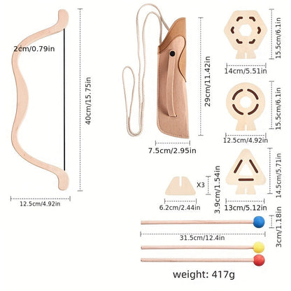 Junior wooden bow and arrow archery set with soft tips