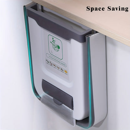 Foldable wall-mounted collapsible kitchen waste bin