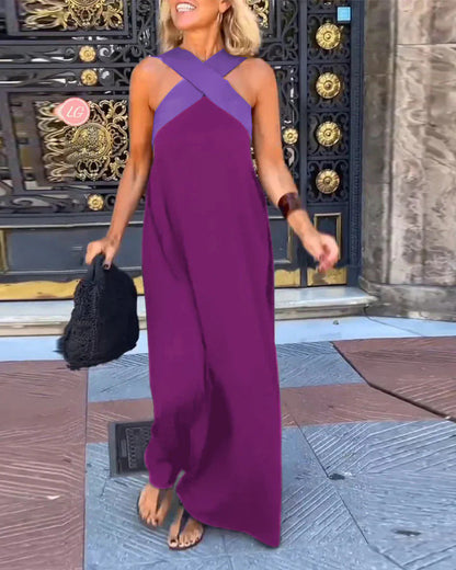 Women's crossover maxi dress colour option