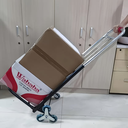 Foldable 3-wheel stair-climbing hand truck trolley
