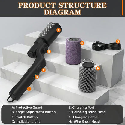 Electric rechargeable rotating BBQ grill cleaning brush