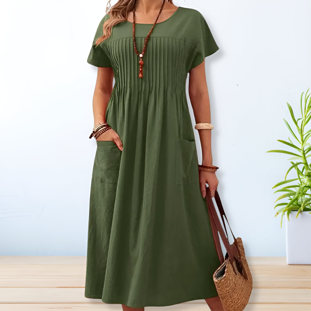 Women's relaxed short-sleeve midi day dress