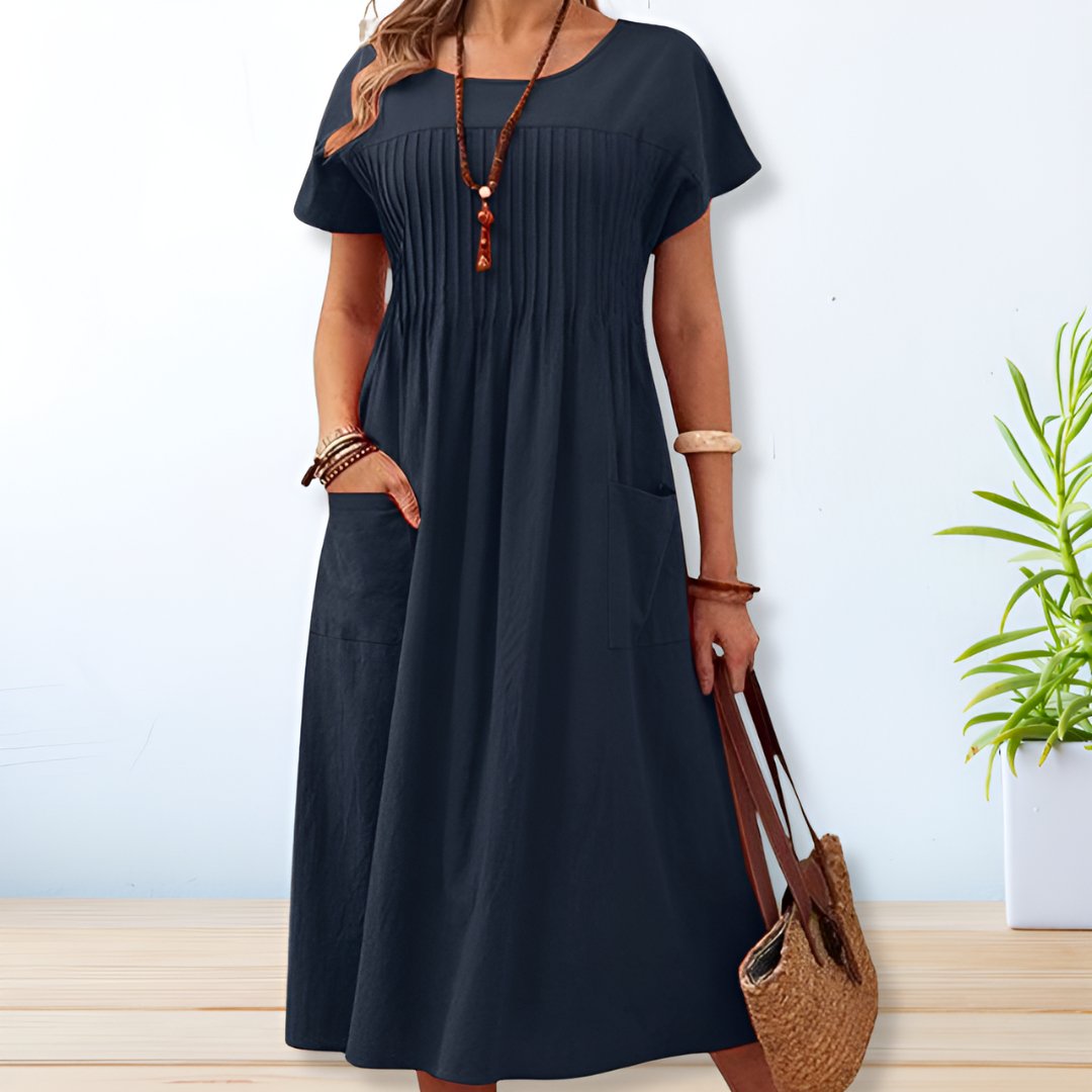 Women's relaxed short-sleeve midi day dress