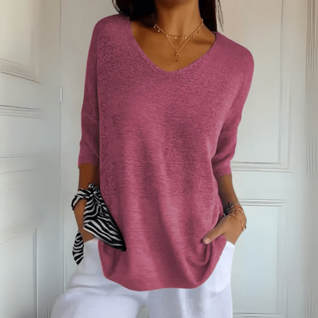 Women's minimal V-neck jumper