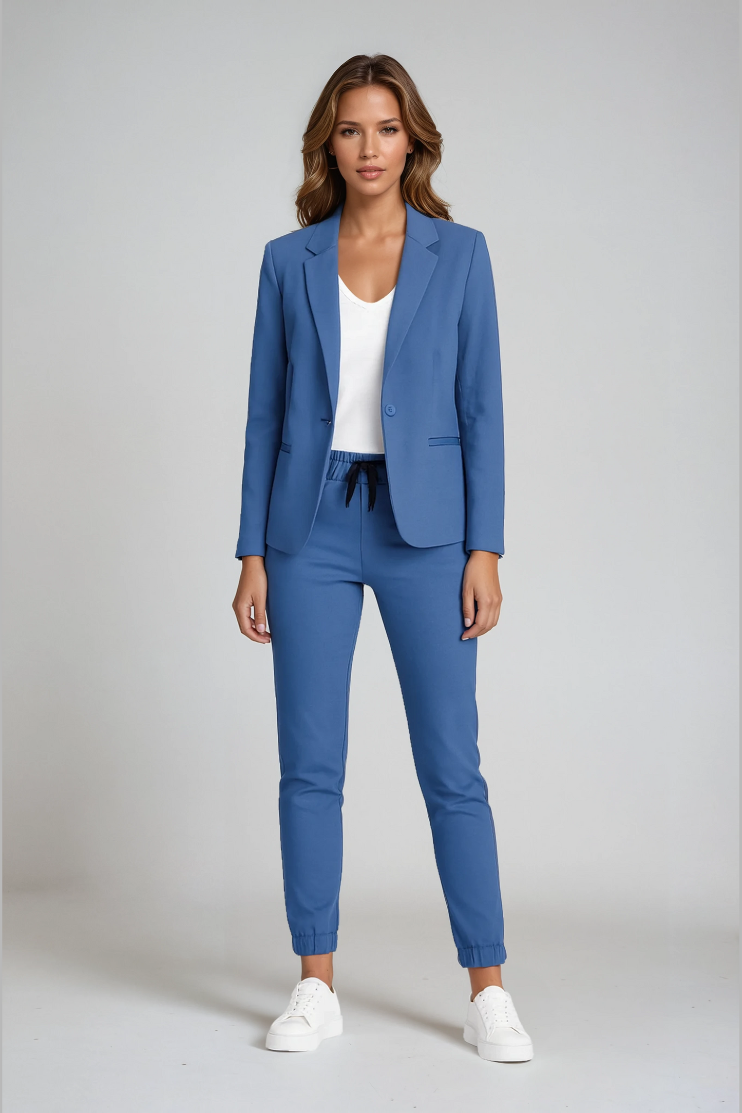 Women's tailored blazer and drawstring trousers suit set