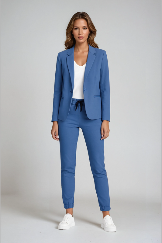 Women's tailored blazer and drawstring trousers suit set