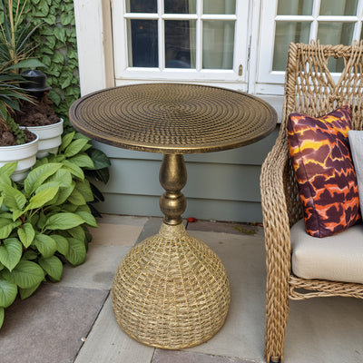 Handwoven Seagrass Coffee Table – Antique Bronze Iron Frame