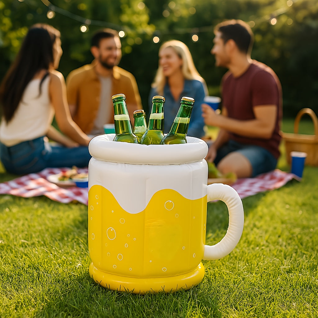 Inflatable portable ice bucket drinks cooler