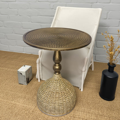 Handwoven Seagrass Coffee Table – Antique Bronze Iron Frame
