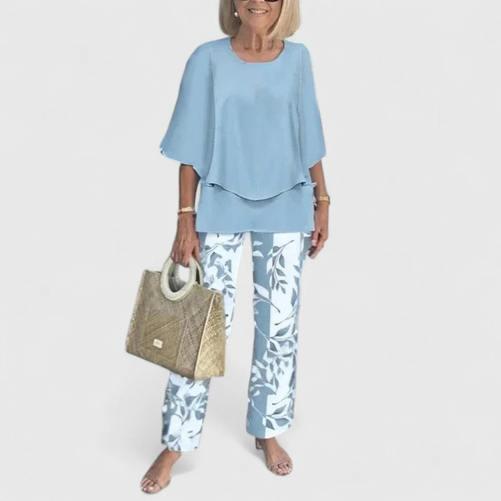 Women's two-piece co-ord set with matching top and trousers