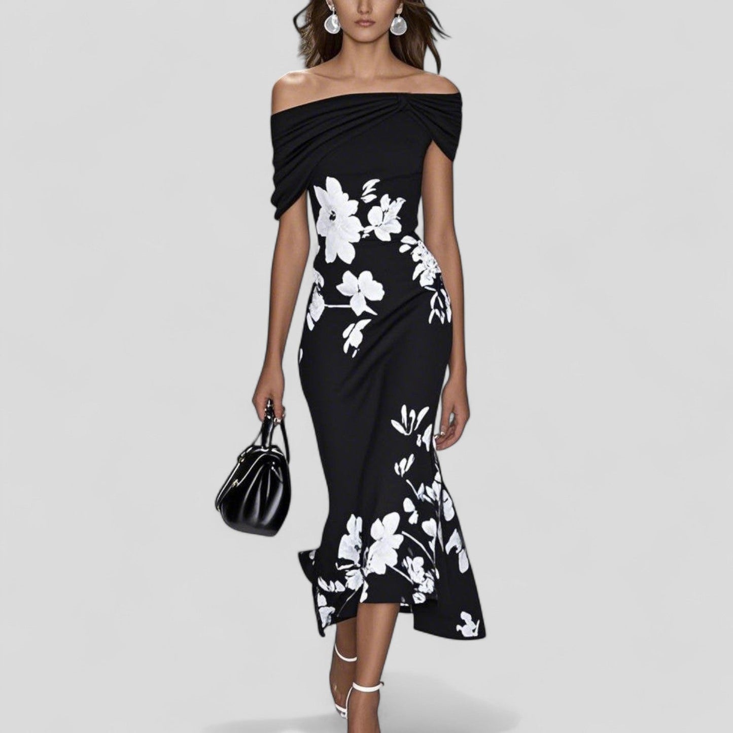 Women's patterned midi dress - detail