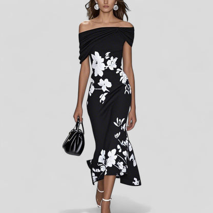 Women's patterned midi dress - detail