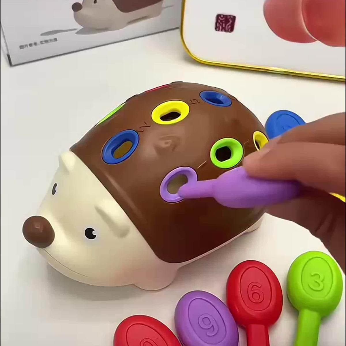 Hedgehog Peg Learning Toy – Numbers & Colours for Toddlers