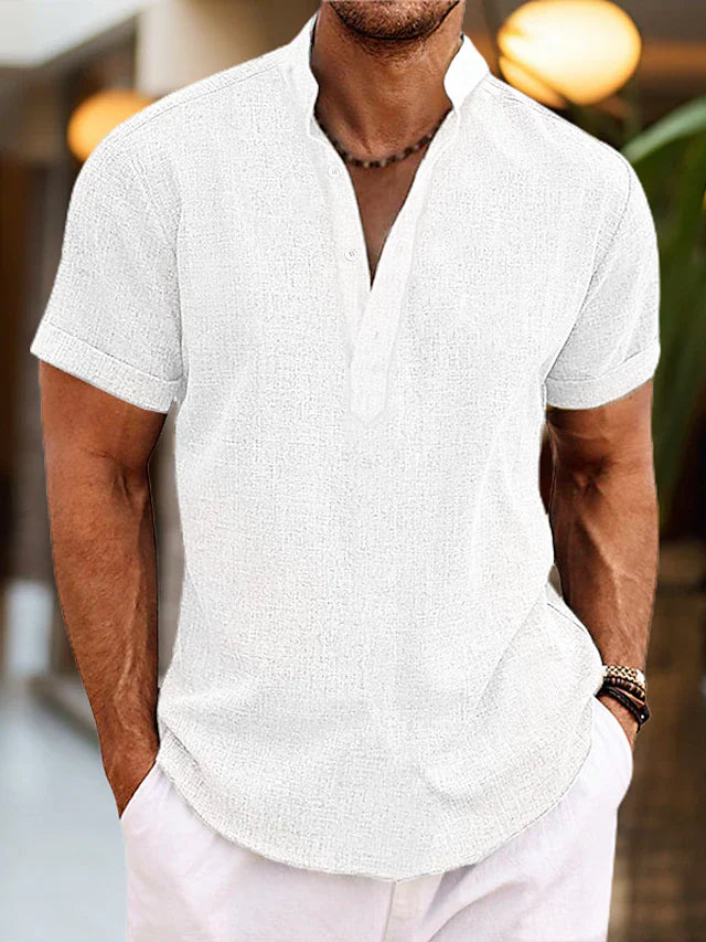 Men's Henley placket shirt - detail